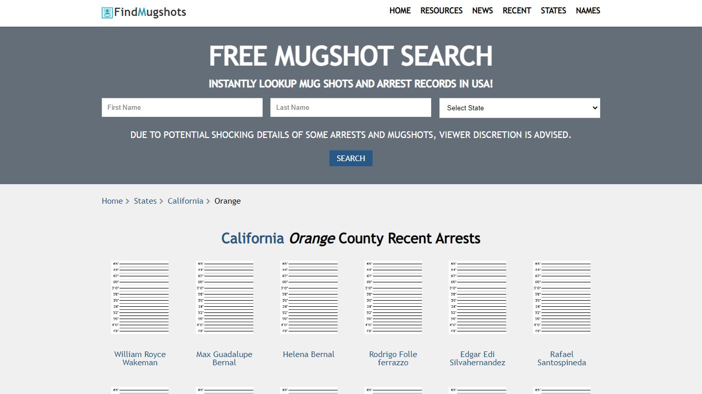 Find Orange California Mugshots - Find Mugshots