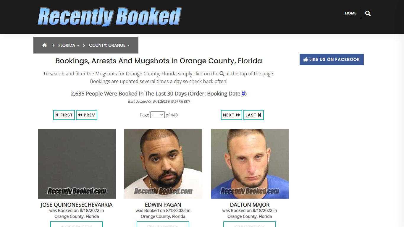 Recent bookings, Arrests, Mugshots in Orange County, Florida